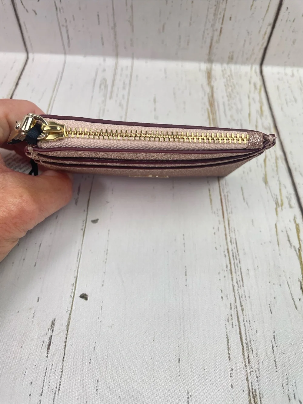 Kate Spade New York Burgess Court Lalena Card Holder *Rose Gold Glitter *NWT